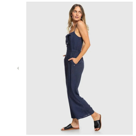 Roxy Feel The Retro Spirit Strappy Jumpsuit Navy Blue Size Small - Picture 3 of 8